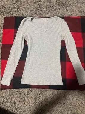 Athleta Heather Gray Ribbed Long-Sleeve Tee